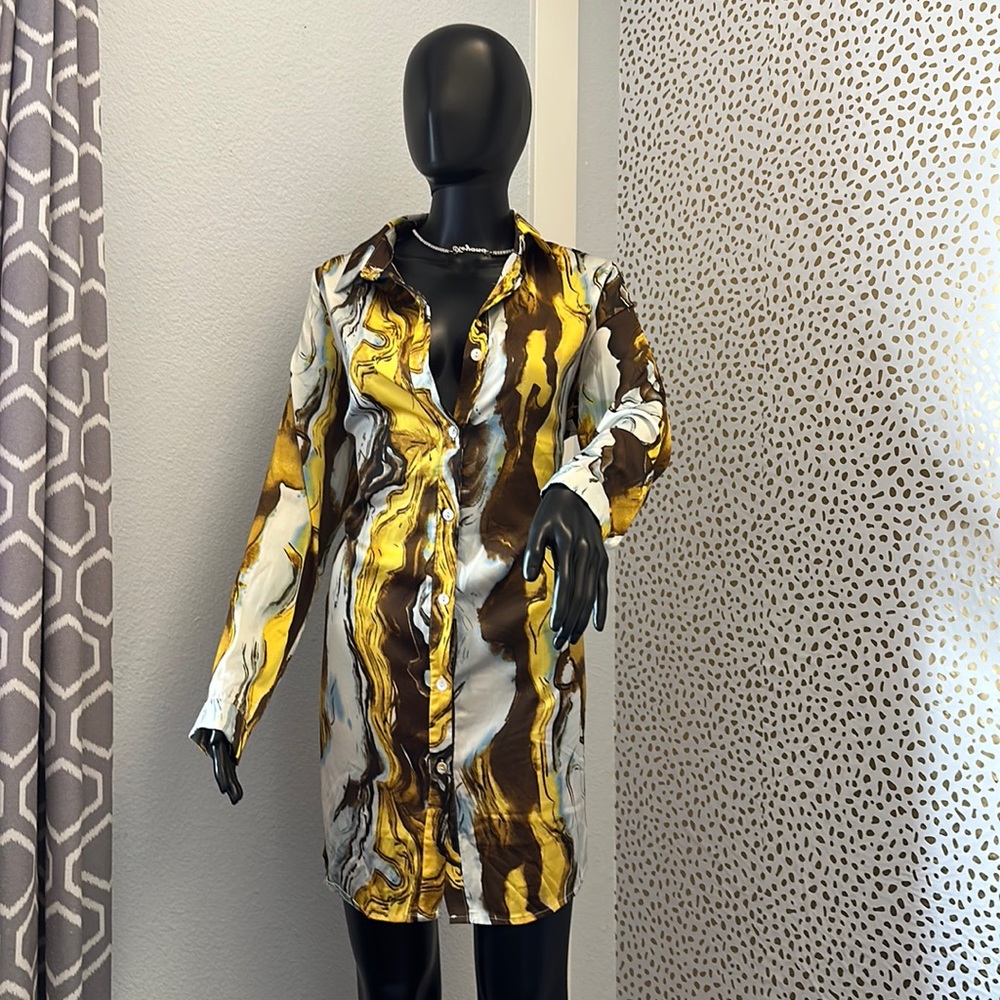 Satin shirt dress